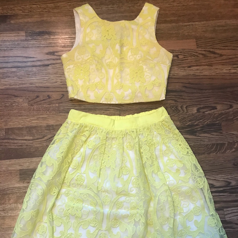 2 piece lemon yellow dress